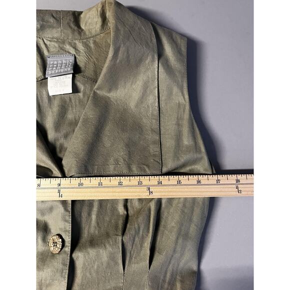 Rabbit Rabbit Rabbit Designs Dress Womens 8 Olive Button Front Midi Made USA - Picture 9 of 12
